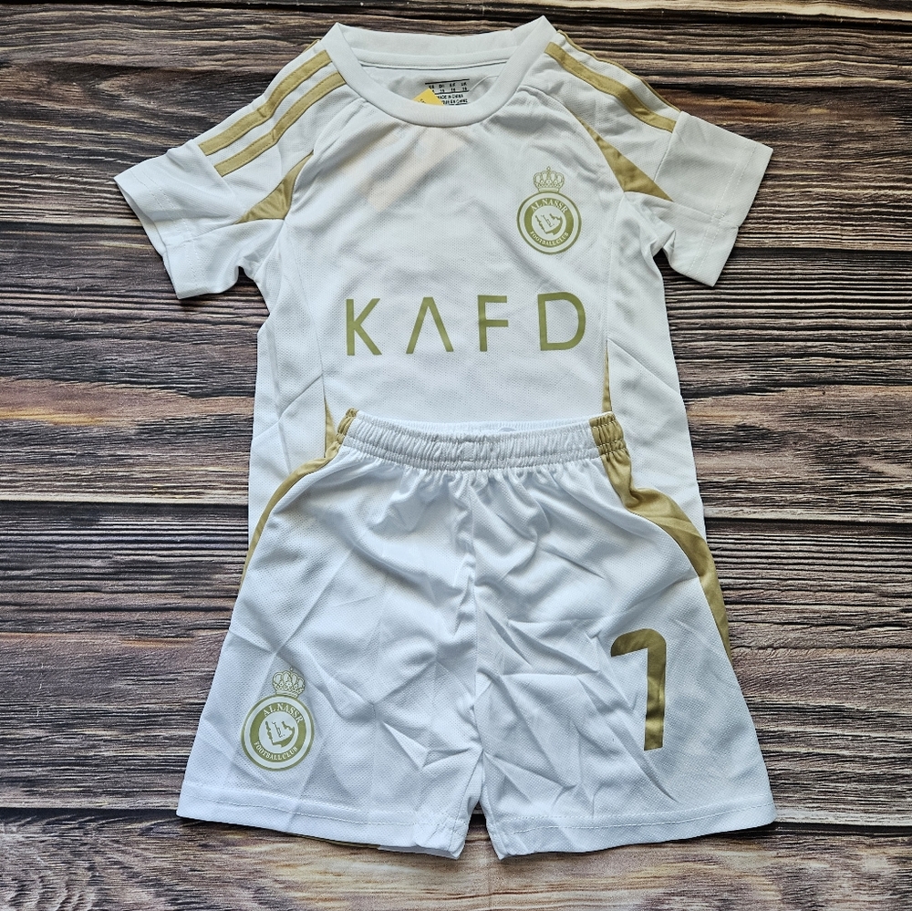 Ronaldo al nassr kid's white soccer uniform